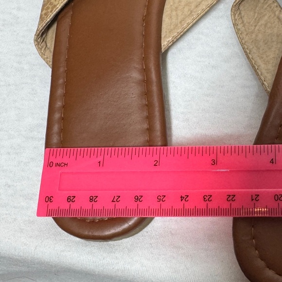 Tory Burch Women’s Flat Faux Snake Reptile Tan Logo Flat Thong Sandals Size 7.5 - Picture 12 of 13